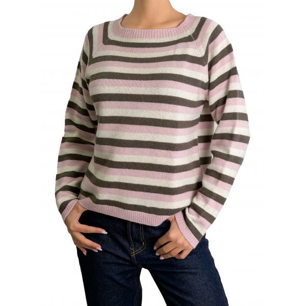 Maglione a righe fine girocollo